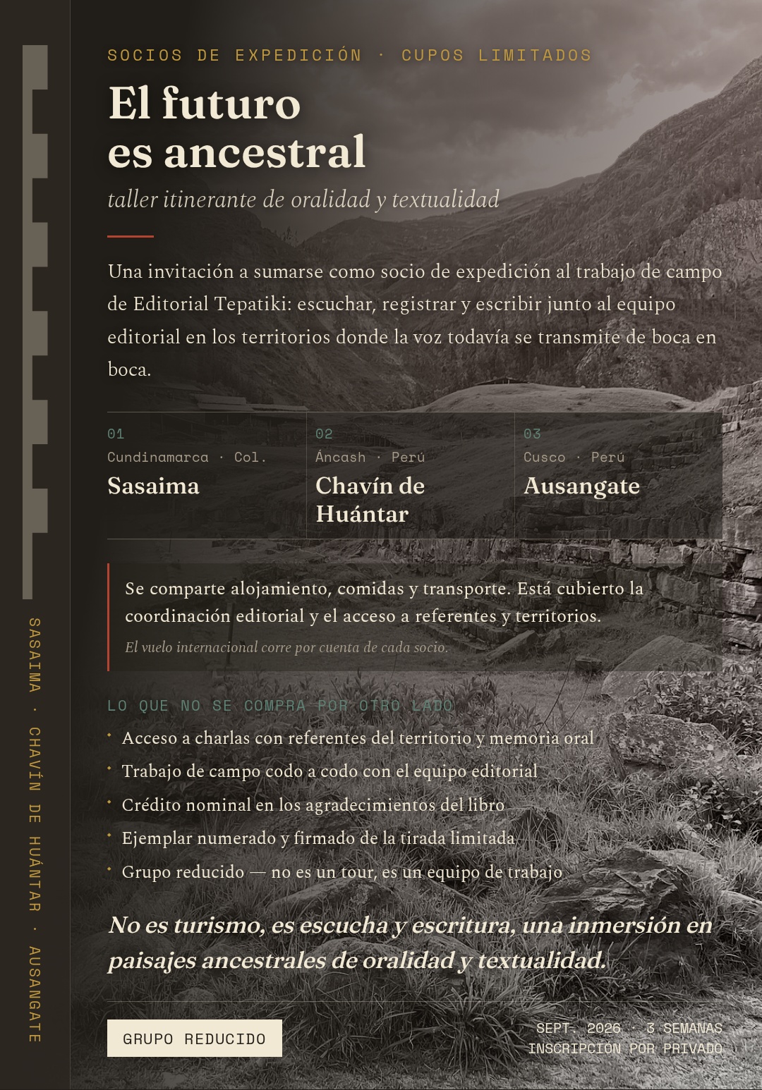 El futuro es ancestral – Taller itinerante de oralidad y textualidad